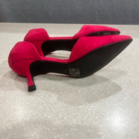 Halston Bali Women's 7 Pink Vegan Elegant Suede Pointed Formal Party Pump Heels - Picture 5 of 10